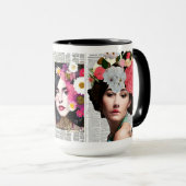 Papier Collage Style Art | Vrouwen en bloemen Mok (Voorkant rechts)