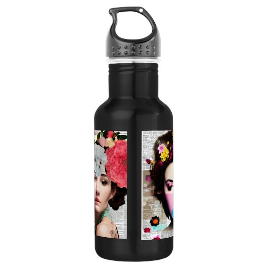 Papier Collage Style Art |  Waterfles (Achterkant)