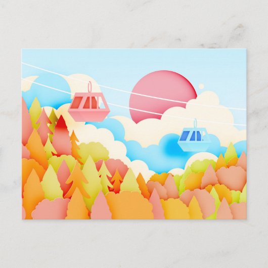 Papier Craft herfst kabelwagens Briefkaart (Voorkant)