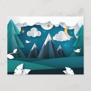 Papier Craft Mountain Night Sky Briefkaart