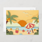 Papier Craft Zomer op het strand Briefkaart (Voorkant / Achterkant)
