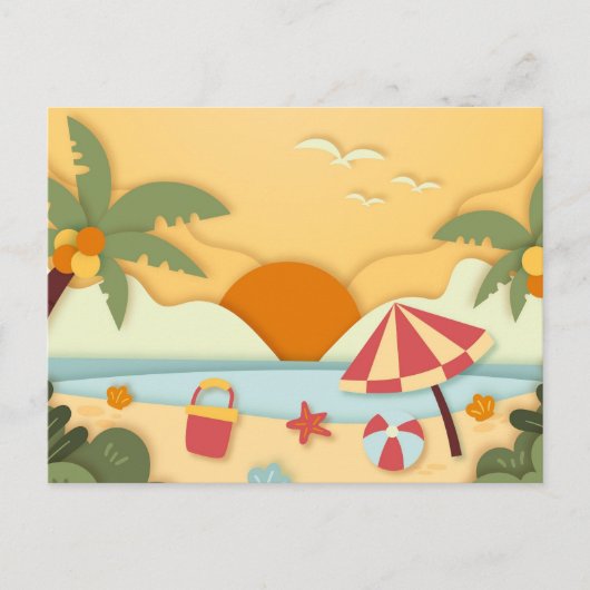 Papier Craft Zomer op het strand Briefkaart (Voorkant)