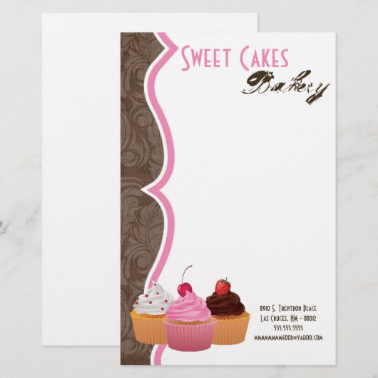 Papier - Cup Cakes Bakkerij Sweet Treats (Voorkant / Achterkant)