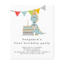 PAPIER | Cute Dinosaur Cake 1st Birthday Invitatio