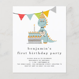 PAPIER | Cute Dinosaur Cake 1st Birthday Invitatio Flyer