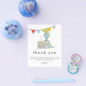 PAPIER | Cute Dinosaur Cake Kids Birthday Dank u Flyer (Enkel)