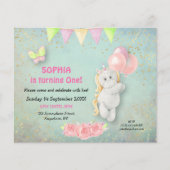 PAPIER | Cute Unicorn First Birthday Invitation Flyer (Voorkant)