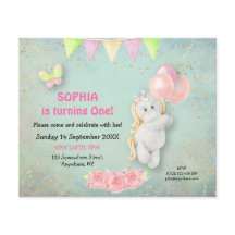PAPIER | Cute Unicorn First Birthday Invitation