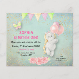 PAPIER | Cute Unicorn First Birthday Invitation Flyer