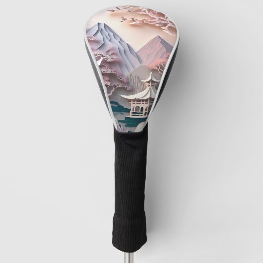 Papier Cutout Pavilion Landscape Golf Head-Hoesje Golfheadcover (Voorkant)