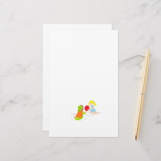 Papier: dag bij de strand briefpapier (Voorkant / Achterkant in situ)