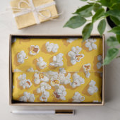 Papier decoupage met popcornpatroon op gele achter (Geschenk)