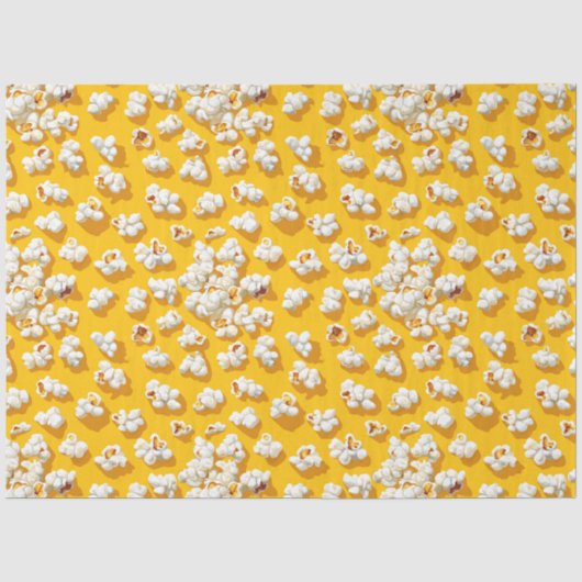 Papier decoupage met popcornpatroon op gele achter (Voorkant)