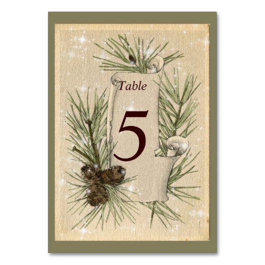  papier, dennenappels, kerst, bruiloft. kaart (Voorkant)