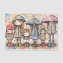 Papier Doll Meisjes Waterverf Collage Decoupage