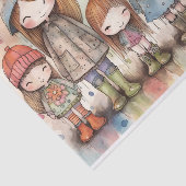 Papier Doll Meisjes Waterverf Collage Decoupage (Detail)