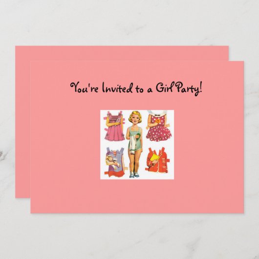  papier Doll-uitnodigingen Kaart (Voorkant / Achterkant)