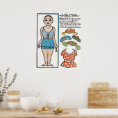 Papier Doll, Vrouw Beach, Frankrijk Poster (Keuken)