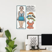 Papier Doll, Vrouw Beach, Frankrijk Poster (Thuiskantoor)