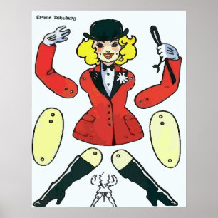 Papier Doll, vrouwelijke paardenracider Poster