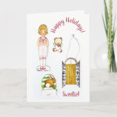  papier Doll Winter Fun ⛸ Holiday, aangepast Feestdagen Kaart (Voorkant)