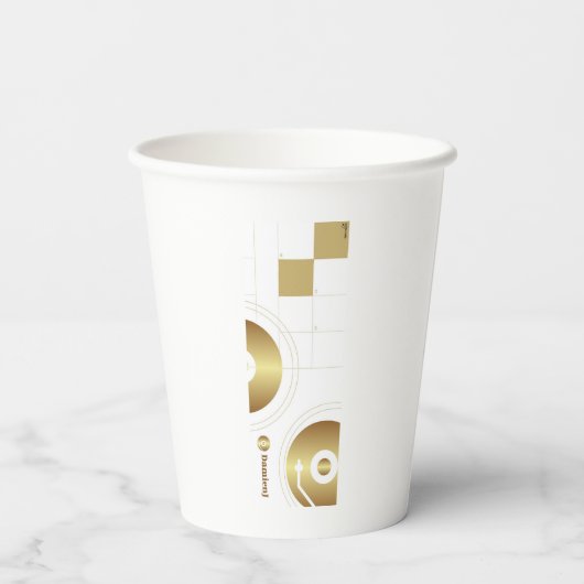 Papier Drink Cup DamienJ logo Papieren Bekers (Achterkant)