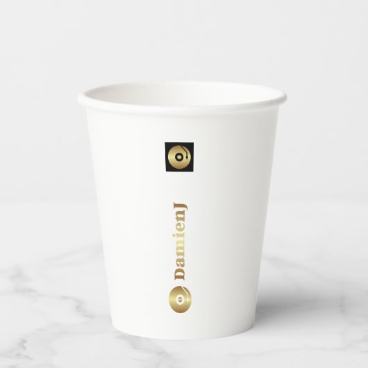 Papier Drink Cup DamienJ logo Papieren Bekers (Voorkant)