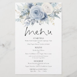 PAPIER | Dusty Blue Florals Bruiloft Menu