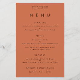 PAPIER | Eenvoudig menu Typografie Terracotta Wedd