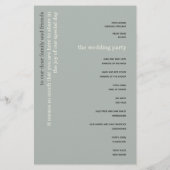 PAPIER | Eenvoudig Sage Ivory Text Wedding Program Flyer (Achterkant)