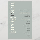 PAPIER | Eenvoudig Sage Ivory Text Wedding Program Flyer (Voorkant)