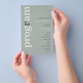 PAPIER | Eenvoudig Sage Ivory Text Wedding Program Flyer (Hand)