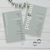 PAPIER | Eenvoudig Sage Ivory Text Wedding Program Flyer