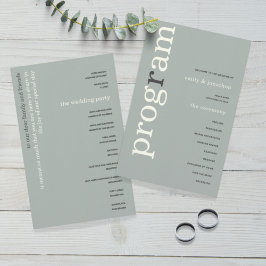 PAPIER | Eenvoudig Sage Ivory Text Wedding Program Flyer