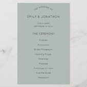 PAPIER | Eenvoudig Silvery Sage Green Wedding Prog Flyer (Voorkant)