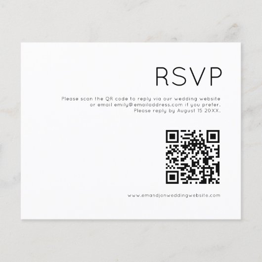 PAPIER | Eenvoudige QR Code Wedding RSVP bijlage Flyer (Voorkant)