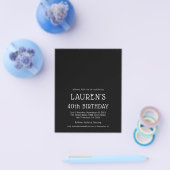 PAPIER Eenvoudige tekst Wit Zwart 40e verjaardagsf Flyer (Enkel)