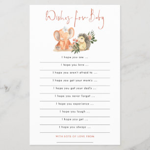 PAPIER   Egel Olifant Wensen voor Baby Shower Flyer