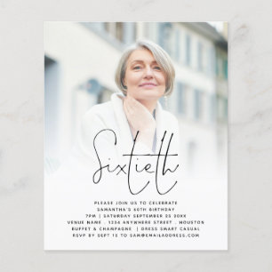 PAPIER   Elegant Script Photo 60th Birthday Invite Flyer