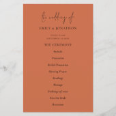 PAPIER | Elegant Text Terracotta Wedding Programme Flyer (Voorkant)