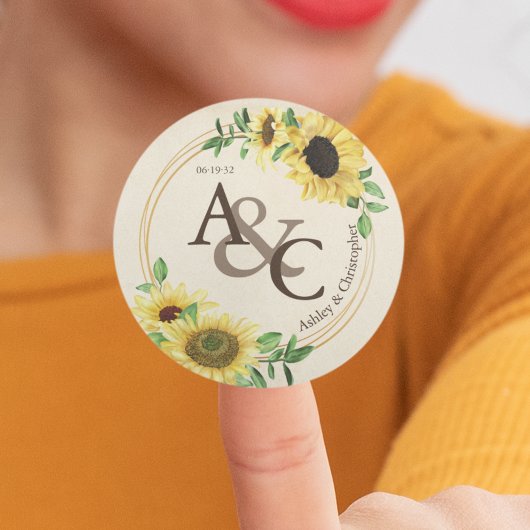  papier · Elegante moderne bruiloft Ronde Sticker