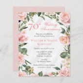 PAPIER Elegante Roze Bloemen 70ste Jubileum Party (Voorkant / Achterkant)