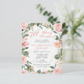 PAPIER Elegante Roze Bloemen 70ste Jubileum Party (Staand voorkant)