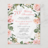 PAPIER Elegante Roze Bloemen 70ste Jubileum Party (Voorkant)