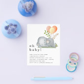 PAPIER Elephant Aslaageel Baby shower Uitnodigen Flyer (Enkel)