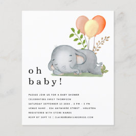 PAPIER Elephant Aslaageel Baby shower Uitnodigen Flyer