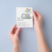 PAPIER Elephant Blue Boy Baby shower nodigt uit Flyer (Hand)