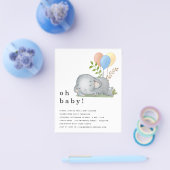 PAPIER Elephant Blue Boy Baby shower nodigt uit Flyer (Enkel)