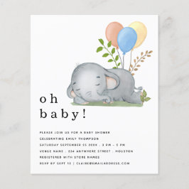 PAPIER Elephant Blue Boy Baby shower nodigt uit Flyer