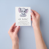 PAPIER Elephant Gender Neutraal Baby shower Uitnod Flyer (Hand)